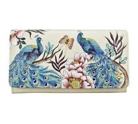 Anuschka Women’s Hand-Painted Genuine Leather RFID Blocking Accordion Flap Wallet - Pretty Peacocks