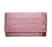 Anuschka Women’s Hand-Painted Genuine Leather RFID Blocking Three Fold Wallet - Crocodile Embossed Blush Gold