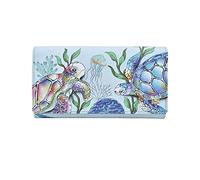 Anuschka Women’s Hand-Painted Genuine Leather RFID Blocking Three Fold Wallet - Underwater Beauty