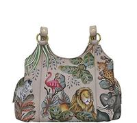 Anuschka Women’s Hand-Painted Genuine Leather Triple Compartment Satchel - African Adventure