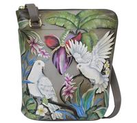 Anuschka Women’s Leather Crossbody Bag - Hand-Painted Genuine Leather Handbag with Adjustable Strap for Everyday Use - 493, Wings of Peace