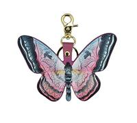 Anuschka Women’s Leather Key Charm - Hand-Painted Genuine Leather Charm with Keyring for Easy Attachment - K0005, Butterfly Melody