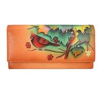 Anuschka Women’s Original Genuine Leather Hand-Painted Three Fold RFID Clutch, Country Cardinal, One Size