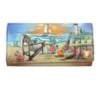 Anuschka Women’s Original Genuine Leather Hand-Painted Three Fold RFID Clutch, Summer Evening, One Size