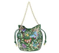 Anuschka Women’s Original Hand-Painted Genuine Leather Drawstring Bucket Bag - Dancing Leaves