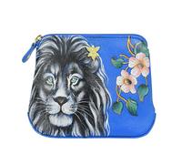 Anuschka Women’s Original Hand-Painted Genuine Leather Multipurpose Zip Pouch - Sapphire King