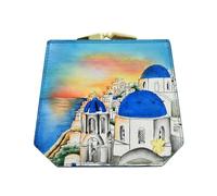 Anuschka Women's Hand-Painted Genuine Leather Two-Fold French Wallet - Santorini Sunset