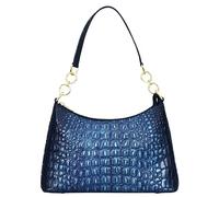Anuschka Women's Original Hand-Painted Genuine Leather Hobo with Chain Strap - Croco Embossed Sapphire