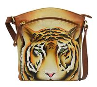 Anuschka Women's Original Hand-Painted Genuine Leather Large Crossbody, Wild Tiger, One Size