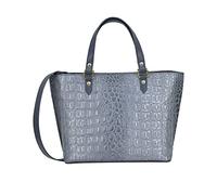 Anuschka Women's Original Hand-Painted Genuine Leather Small Tote - Croco Embossed Silver Grey