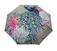 Anuschka Women's Original Printed Artwork Umbrella Auto Open/Close with UPF 50+ Sun Protection - Regal Peacock