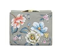 Anuschka Women's Orignal Hand-Painted Genuine Leather Three Fold Flap Wallet, Dancing Magnolia Taupe, One Size