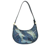 Anuschka Women's Tooled Dragonfly Meadow Blue Original Leather Hand-Painted Small Shoulder Bag, One Size