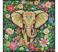 Anuver Elephant and Flower Diamond Painting Kits for Adults, 5D Special Shape Crystal Rhinestones Diamond Painting for Beginners, Diamond Art Kits for Home Wall Decoration 12×12 Inch, Animal