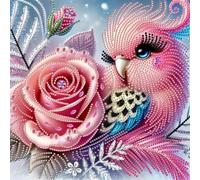 Anuver Parrot and Rose Flower Diamond Painting Kits for Adults, 5D Special Shape Crystal Rhinestones Diamond Painting for Beginners, Diamond Art Kits for Home Wall Decoration 12×12 Inch, Bird