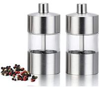 ANVALI Salt Grinder,Pepper Shaker Mill, Mini Salt and Pepper Grinder 85mm Adjustable Stainless Steel, Manual Salt and Pepper Mill Set with Ceramic Core Spice Jars
