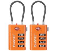 Anvil 4 Digit Luggage Locks, TSA Locks for Luggage, Advanced TSA008 core, Alert Indicator for Your Travel Lock, Suitcase Lock. (2, Orange)