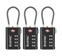 Anvil 4 Digit Luggage Locks, TSA Locks for Luggage, Advanced TSA008 core, Alert Indicator for Your Travel Lock, Suitcase Lock. (3, Black)