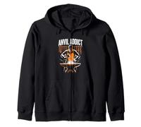 Anvil Addict Blacksmith Hammer Forge Metalwork Zip Hoodie