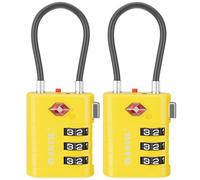 ANVIL TSA Approved Luggage Locks - High Security TSA008 Combination Travel Locks with Inspection Indicator for Suitcases and Backpacks. (2, Yellow)