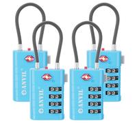 ANVIL TSA Approved Luggage Locks with Search Alert Indicator, 4-Digit Combination Suitcase Lock, Advanced TSA008 Core Heavy Duty Anti-Theft Travel Lock for Double Zippers, Backpacks, Blue, Modern