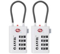 ANVIL TSA Approved Luggage Locks with Search Alert Indicator, 4-Digit Combination Suitcase Lock, Advanced TSA008 Core Heavy Duty Anti-Theft Travel Lock for Double Zippers, Backpacks, White, Modern