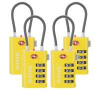 ANVIL TSA Approved Luggage Locks with Search Alert Indicator, 4-Digit Combination Suitcase Lock, Advanced TSA008 Core Heavy Duty Anti-Theft Travel Lock for Double Zippers, Backpacks, Yellow, Modern