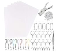 Anvin 157 Pcs Heat Shrink Plastic Sheet Kit Shrinky Art Film Paper 20 Pcs with 135 Pcs Keychains Accessory Ear Hooks Chain Beads Lobster Clasps and Hole Punch, Tweezer for DIY Handmade Craft