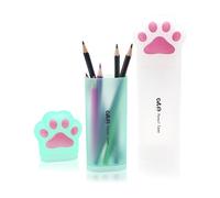 Anvin Dual-Mode Cat Paw Organizer 2 Pack - Kawaii Pencil Holder & Storage Box, BPA-Free ABS Plastic Desk Accessories for Office School Cute Gifts (White + Mint Green)