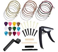 Anvin Acoustic Guitar Accessories Kit Guitar Strings Replacement Changing Tool Including Guitar Acoustic Strings, Picks, Capo, String Winder, Bridge Pins, Picks for Guitar Players Beginners (48 Pcs)