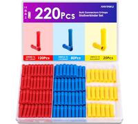 ANVINKU 220PCS Butt Connector Crimps, 0.5-6mm² | Insulated straight electrical connectors. Blue, red, yellow crimp butt splice assortment