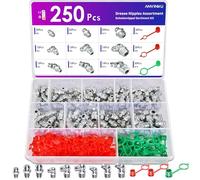 ANVINKU 250PCS Grease Nipples Assorted Kit, M6 M8 M10 Metric Grease Fitting Assortment Kit with Greases Nipple Cap, Straight, 45 Degree, 90 Degree Angled Hydraulic Greases Fittings for Automotive
