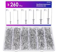 ANVINKU 260PCS Pop Rivets Assortment, Aluminum Blind Rivet Set, M3.2/M4/M4.8 Rivets for Metal, Furniture & Marine Construction
