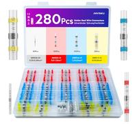 ANVINKU 280pcs Solder Seal Wire Connectors, Heat Shrink Connectors, 4 Types Waterproof Solder Joints Heat Shrink for Marine Vehicle Electrical Engineering