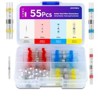 ANVINKU 55pcs Solder Seal Wire Connectors, Heat Shrink Connectors, 4 Types Waterproof Solder Joints Heat Shrink for Marine Vehicle Electrical Engineering