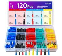 ANVINKU Electrical Wire Connectors 120pcs, 10 Types Male and Female Bullet Connectors, 0.5-6.0mm² Insulated Terminal Bullet Butt Connectors, Crimp Connectors Kit for Wiring, Auto Electrical Connectors