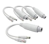 ANVISION 4-Pack 12V Waterproof PoE Splitter, IEEE 802.3af Compliant for IP Camera AP Voip Phone and more, White