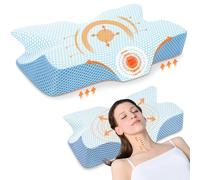 Anvo Cervical Neck Pillow for Neck and Shoulder Pain - Memory Foam Neck Pillows for Pain Relief Sleeping, Side Sleeper Pillow, Contour Orthopedic Firm Pillow for Back Stomach Sleeper - Blue (AN-P06)