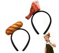 Anvosy 2 Pcs Funny Headbands Pickle Banana Hamburger Drumsticks Bread Style Party or Events Costume Accessories, Drumsticks&bread, 4.7x6.0inches