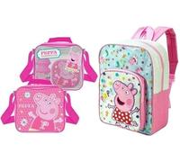 Anw Performance Kids Character Deluxe Backpack & Lunch Set - 4-Piece School Set with Deluxe Backpack, Lunch Bag, Snack Box & Water Bottle (Deluxe Peppa Pig)