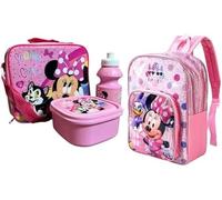 Anw Performance Kids Character Deluxe Backpack & Lunch Set - 4-Piece School Set with Deluxe Backpack, Lunch Bag, Snack Box & Water Bottle (Deluxe Minnie Mouse)