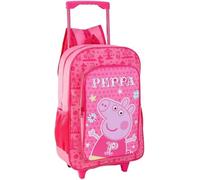 Anw Performance Kids Character Deluxe Trolley Backpack with Wheels - Lightweight Rolling School Bag for Boys & Girls, Durable Travel & School Suitcase Backpack for Toddler (Deluxe Peppa Pig Pink)