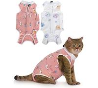 ANWA 2 Pack Cat Recovery Suit - Breathable Cat Onesie for Cats After Surgery Female, Kitten Surgery Recovery Suit Female Abdominal Wound