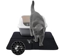 ANWA Cat Litter Mat Litter Trapping Mat Double Layer Big Honeycomb Holes Design, Cat Litter Tray Mat EVA Non-Toxic Material Waterproof Urine Proof, Cat Litter Box Mat Scratching Mat Durable and Strong