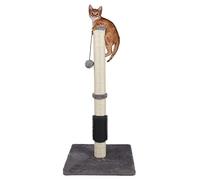 ANWA Tall Cat Scratching Posts for Indoor Cats and Kittens, Premium Sisal Post with Dangling Plush Ball Self-Grooming Brush, Reinforced Base grey 15.7'' x 32'' Grey