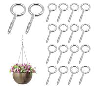 Anwangda 18Pcs Eye Bolts Screw in Heavy Duty, 2.5 Inch Stainless Steel Eyelet Screws, Self Tapping Ring Screw Rust Resistant Eye Hooks for Securing Cables Wires Hanging Lights, Indoor and Outdoor Use