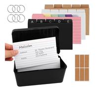 Anwangda Index Card Box Set, Plastic Flashcard Organiser Revision Cardsbox with 230 Coloured Flash Cards 15 Card Dividers 6 Rings 6 Stickers, Ruled Index Card for Study Office School Supplies