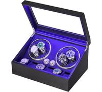 ANWBROAD Watch Winder for Automatic Watches for 4+6 Watch Winder Box Supersilent Luxury Watch Winder LED Light 4 Rotation Modes (Carbon Fiber)