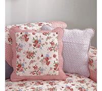 ANWEALTH 2 Pack Boho Floral Print Throw Pillow Covers for Couch Bed Sofa Cotton Quilted Soft Cushion Covers (Pink Floral,20"x20")