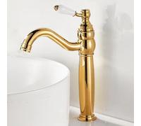 ANWEALTH Vintage Single Handle Bathroom Sink Mixer Tap, Brass, Gold, Chrome, Traditional Style, Deck Mount, Single Hole, 360° Rotating Nozzle, Water-Saving Bubbler